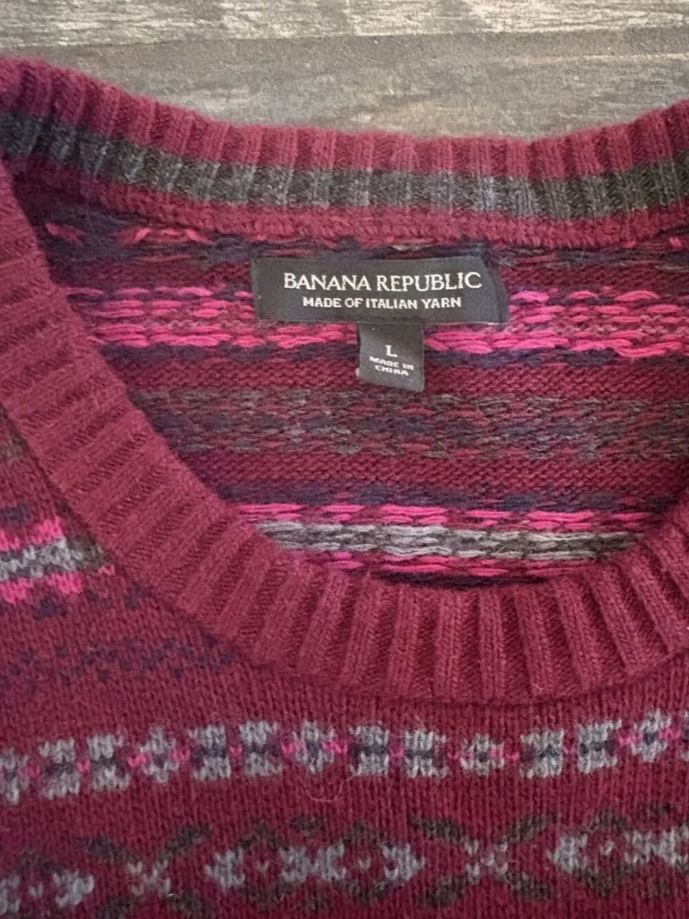 Banana Republic Italian Yarn Wool Blended Knit Pullover Sweater L Used